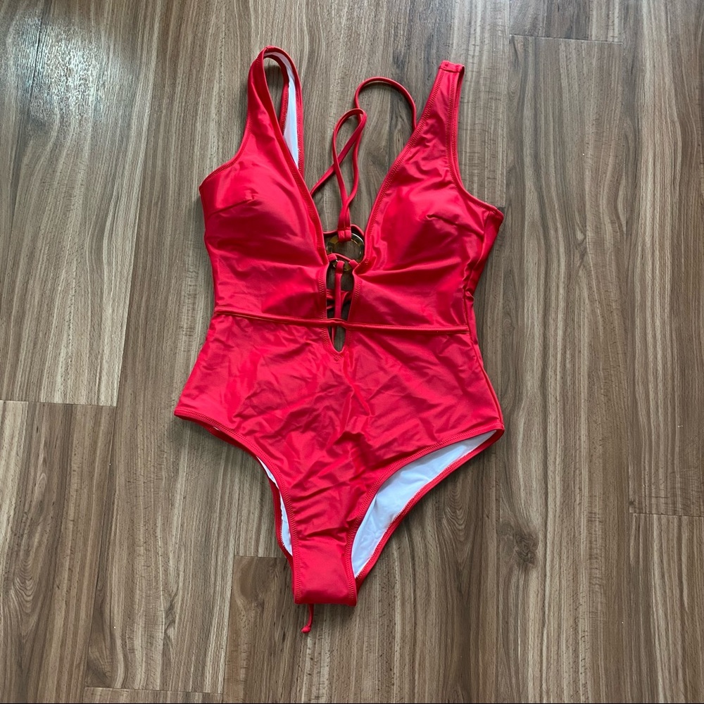 Cupshe one piece with lace up detail in back